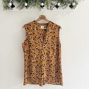 Cabi 3792 Prowl Leopard Print Blouse Medium KD Brown